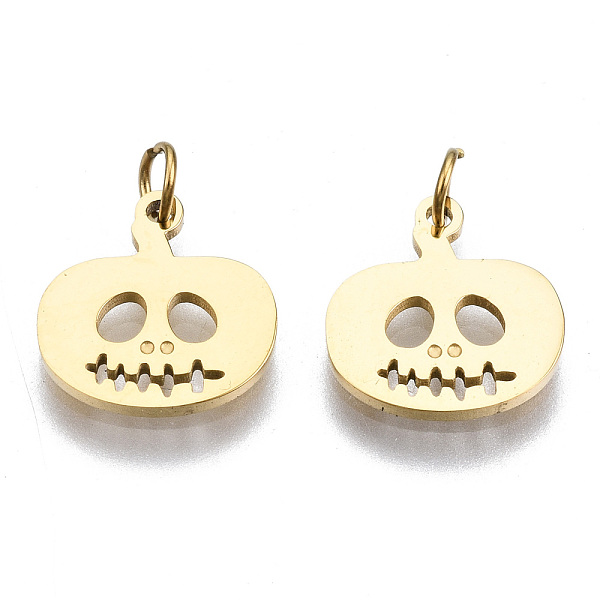 PandaHall 304 Stainless Steel Charms, with Jump Rings, Laser Cut, Jack-O-Lantern, for Halloween, Real 14K Gold Plated, 10x10x1mm, Jump Ring...
PandaHall 304 Stainless Steel Charms, with Jump Rings, Laser Cut, Jack-O-Lantern, for Halloween, Real 14K Gold Plated, 10x10x1mm, Jump Ring...