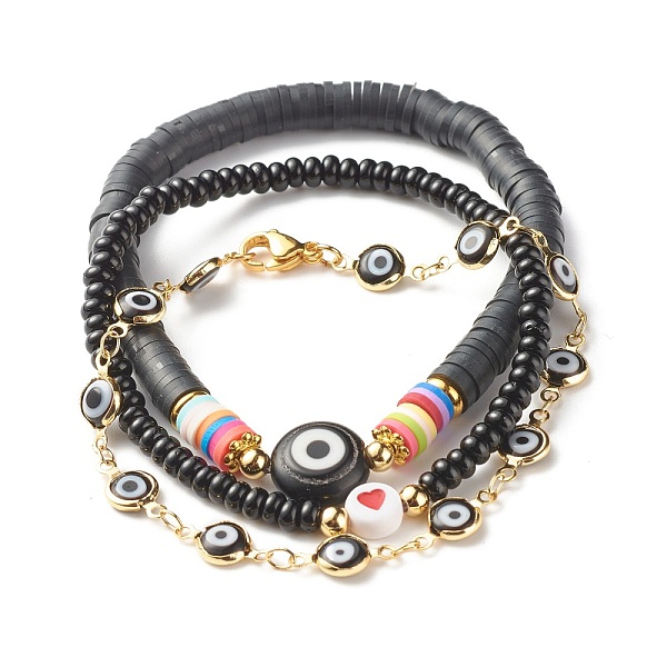 PandaHall Handmade Polymer Clay Heishi Beads Stretch Bracelets Set, Flat Round with Evil Eye and Heart Lampwork Beads Lucky Bracelets for..., Black
PandaHall Handmade Polymer Clay Heishi Beads Stretch Bracelets Set, Flat Round with Evil Eye and Heart Lampwork Beads Lucky Bracelets for..., Black