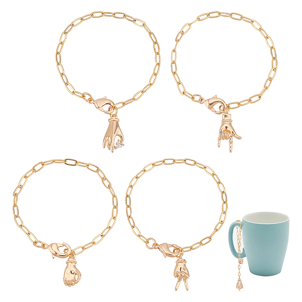 PandaHall Brass & Cubic Zirconia Gesture Cup Handle Pendant Decorations, with Lobster Claw Clasp and Paperclip Chain, Golden, 152~158mm, 4...
PandaHall Brass & Cubic Zirconia Gesture Cup Handle Pendant Decorations, with Lobster Claw Clasp and Paperclip Chain, Golden, 152~158mm, 4...