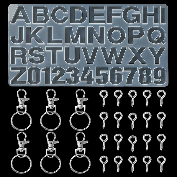 PandaHall DIY Keychain Making Kits, Inclduing Number and Letter Design DIY Silicone Molds, Alloy Swivel Clasps, Iron Key Rings & Screw Eye..., White
PandaHall DIY Keychain Making Kits, Inclduing Number and Letter Design DIY Silicone Molds, Alloy Swivel Clasps, Iron Key Rings & Screw Eye..., White