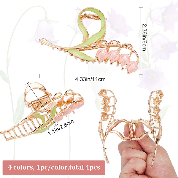 PandaHall CRASPIRE 4Pcs 4 Colors Fashion Lily of the Valley Zinc Alloy Enamel Claw Hair Clips, Hair Accessories for Woman Girl, Mixed Color..., Multicolor
PandaHall CRASPIRE 4Pcs 4 Colors Fashion Lily of the Valley Zinc Alloy Enamel Claw Hair Clips, Hair Accessories for Woman Girl, Mixed Color..., Multicolor