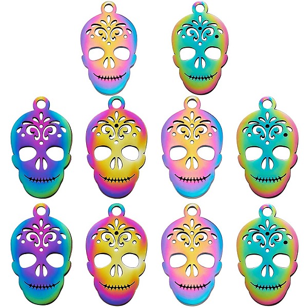 PandaHall 201 Stainless Steel Pendants, Sugar Skull, For Mexico Holiday Day of the Dead, Rainbow Color, 18x10.5x1mm, Hole: 1.6mm, 10pcs/box...
PandaHall 201 Stainless Steel Pendants, Sugar Skull, For Mexico Holiday Day of the Dead, Rainbow Color, 18x10.5x1mm, Hole: 1.6mm, 10pcs/box...