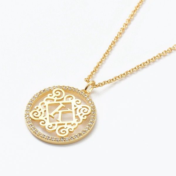 PandaHall Brass Micro Pave Clear Cubic Zirconia Pendant Necklaces, Flat Round with Letter, Real 18K Gold Plated, Letter.K, 16.14~17.20 inch...
PandaHall Brass Micro Pave Clear Cubic Zirconia Pendant Necklaces, Flat Round with Letter, Real 18K Gold Plated, Letter.K, 16.14~17.20 inch...