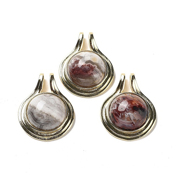 PandaHall Natural Mexican Agate Pendants, Rack Plating Golden Plated Brass Half Round Charms, Cadmium Free & Lead Free, 28x22.5x10mm, Hole...
PandaHall Natural Mexican Agate Pendants, Rack Plating Golden Plated Brass Half Round Charms, Cadmium Free & Lead Free, 28x22.5x10mm, Hole...