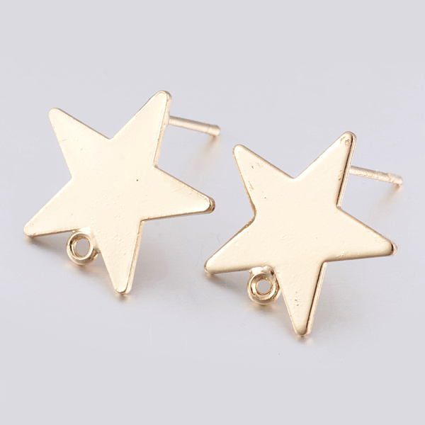 PandaHall Brass Stud Earring Findings, with Loop and Flat Plate, Long-Lasting Plated, Star, Light Gold, 16.5x17mm, Hole: 1mm, Pin: 0.8mm...
PandaHall Brass Stud Earring Findings, with Loop and Flat Plate, Long-Lasting Plated, Star, Light Gold, 16.5x17mm, Hole: 1mm, Pin: 0.8mm...