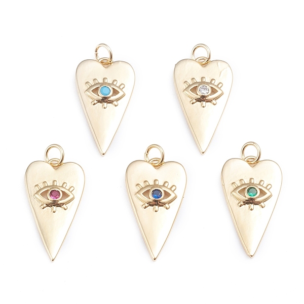 PandaHall Brass Micro Pave Cubic Zirconia Pendants, with Jump Rings, Long-Lasting Plated, Heart with Evil Eye, Real 18K Gold Plated, Mixed..., Multicolor
PandaHall Brass Micro Pave Cubic Zirconia Pendants, with Jump Rings, Long-Lasting Plated, Heart with Evil Eye, Real 18K Gold Plated, Mixed..., Multicolor
