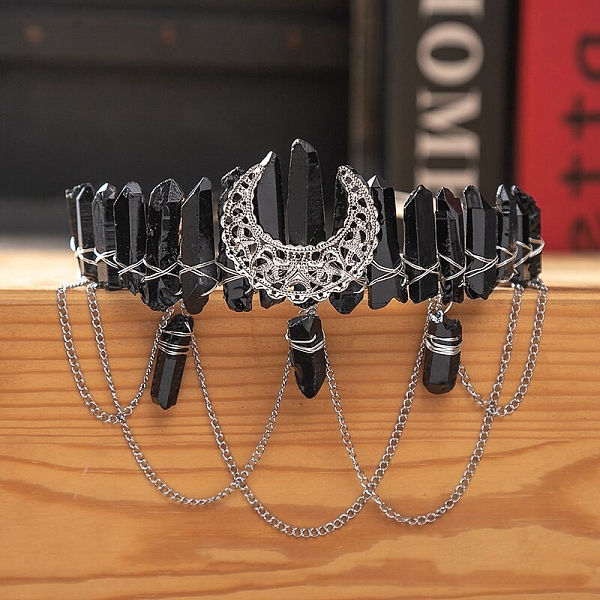 PandaHall Moon & Chain Metal Hair Bands, Natural Quartz Crystal Wrapped Hair Hoop for Women Girl, Black, 150x130mm Quartz Crystal Moon Black
PandaHall Moon & Chain Metal Hair Bands, Natural Quartz Crystal Wrapped Hair Hoop for Women Girl, Black, 150x130mm Quartz Crystal Moon Black