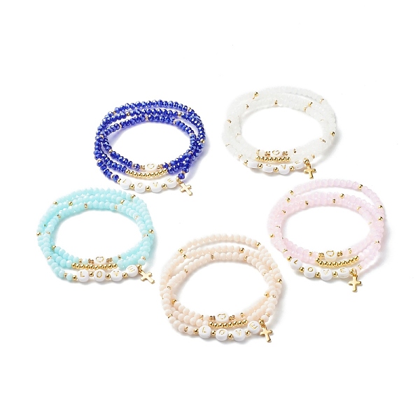 PandaHall Glass Beads Stretch Bracelets Sets, with Acrylic & Brass Beads, 304 Stainless Steel Cross Charms, Love, Mixed Color, Inner..., Multicolor
PandaHall Glass Beads Stretch Bracelets Sets, with Acrylic & Brass Beads, 304 Stainless Steel Cross Charms, Love, Mixed Color, Inner..., Multicolor