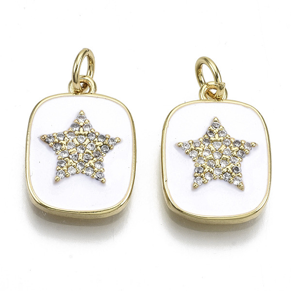 PandaHall Brass Micro Pave Clear Cubic Zirconia Pendants, with Enamel and Jump Ring, Rectangle with Star, Real 16K Gold Plated, Nickel Free..., White
PandaHall Brass Micro Pave Clear Cubic Zirconia Pendants, with Enamel and Jump Ring, Rectangle with Star, Real 16K Gold Plated, Nickel Free..., White
