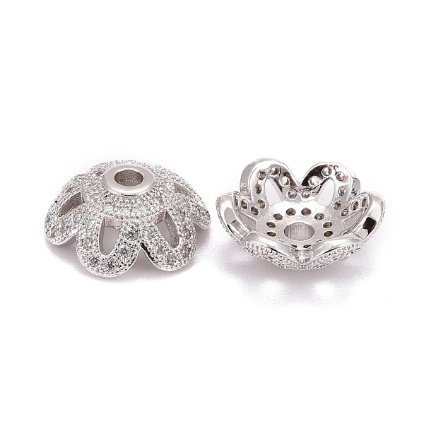 PandaHall Eco-Friendly 6-Petal Flower Brass Micro Pave Cubic Zirconia Bead Caps, Lead Free & Nickel Free, Platinum, 11x4mm, Hole: 2mm..., Clear
PandaHall Eco-Friendly 6-Petal Flower Brass Micro Pave Cubic Zirconia Bead Caps, Lead Free & Nickel Free, Platinum, 11x4mm, Hole: 2mm..., Clear