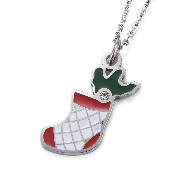 PandaHall 304 Stainless Steel Pendant Necklaces, for Christmas, with Enamel and Rhinestone, Christmas Stocking, Colorful, Stainless Steel..., Clear
PandaHall 304 Stainless Steel Pendant Necklaces, for Christmas, with Enamel and Rhinestone, Christmas Stocking, Colorful, Stainless Steel..., Clear