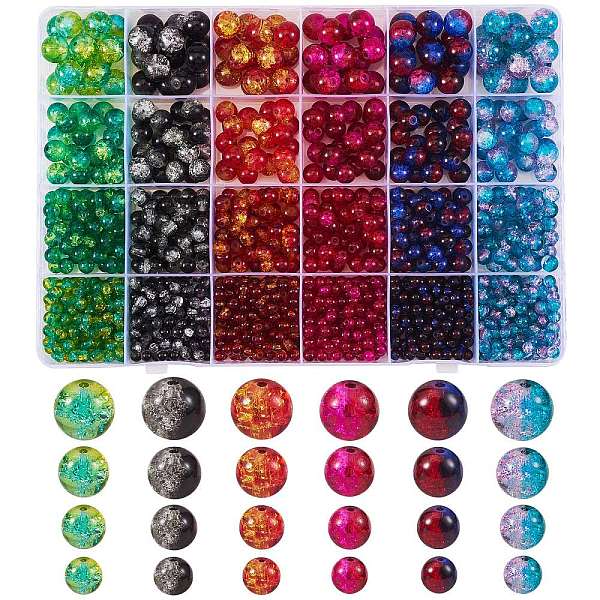 PandaHall 1500Pcs 24 Style Spray Painted Crackle Glass Beads, Round, Two Tone, Mixed Color, 4~8mm, Hole: 1.1~1.6mm Glass Round Multicolor
PandaHall 1500Pcs 24 Style Spray Painted Crackle Glass Beads, Round, Two Tone, Mixed Color, 4~8mm, Hole: 1.1~1.6mm Glass Round Multicolor