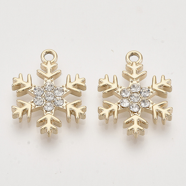 PandaHall Alloy Pendants, with Crystal Rhinestones, Snowflake, Light Gold, 22x17x3mm, Hole: 2mm Alloy+Rhinestone Snowflake Clear
PandaHall Alloy Pendants, with Crystal Rhinestones, Snowflake, Light Gold, 22x17x3mm, Hole: 2mm Alloy+Rhinestone Snowflake Clear