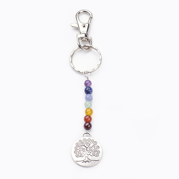 PandaHall Tibetan Style Alloy Keychain, with Natural Gemstone Beads, Iron Key Rings and Alloy Swivel Lobster Claw Clasps, Flat Round with..., Multicolor
PandaHall Tibetan Style Alloy Keychain, with Natural Gemstone Beads, Iron Key Rings and Alloy Swivel Lobster Claw Clasps, Flat Round with..., Multicolor