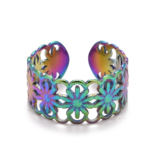 PandaHall Rainbow Color Ion Plating(IP) 304 Stainless Steel Sunflower Open Cuff Ring for Women, US Size 9 3/4(19.5mm) 304 Stainless Steel
PandaHall Rainbow Color Ion Plating(IP) 304 Stainless Steel Sunflower Open Cuff Ring for Women, US Size 9 3/4(19.5mm) 304 Stainless Steel