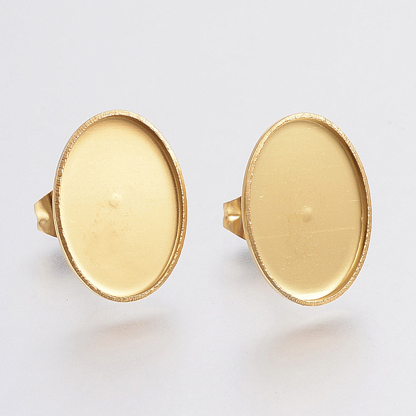 PandaHall Ion Plating(IP) 304 Stainless Steel Stud Earring Settings, Oval, Golden, 15x11x1.2mm, Tray: 14x10mm, Pin: 0.8mm 304 Stainless...
PandaHall Ion Plating(IP) 304 Stainless Steel Stud Earring Settings, Oval, Golden, 15x11x1.2mm, Tray: 14x10mm, Pin: 0.8mm 304 Stainless...