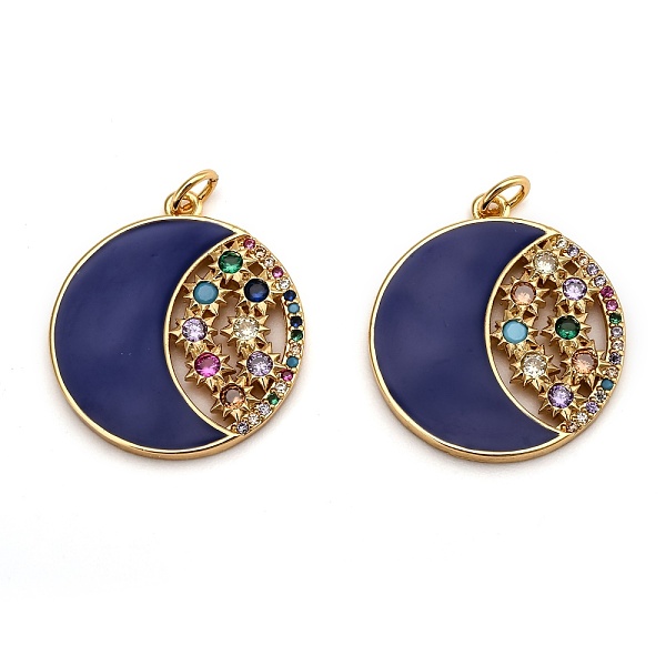 PandaHall Brass Micro Pave Colorful Cubic Zirconia Pendants, Long-Lasting Plated, with Jump Rings & Enamel, Flat Round with Moon & Star..., Blue
PandaHall Brass Micro Pave Colorful Cubic Zirconia Pendants, Long-Lasting Plated, with Jump Rings & Enamel, Flat Round with Moon & Star..., Blue