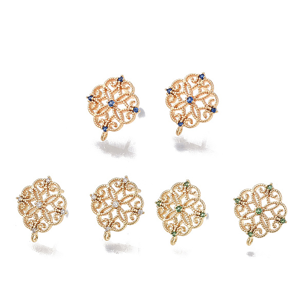 PandaHall Brass Stud Earring Findings, Cubic Zirconia and Loop, Real Gold Plated, Flower, Nickel Free, Mixed Color, 13x12mm, Hole: 0.8mm..., Multicolor
PandaHall Brass Stud Earring Findings, Cubic Zirconia and Loop, Real Gold Plated, Flower, Nickel Free, Mixed Color, 13x12mm, Hole: 0.8mm..., Multicolor