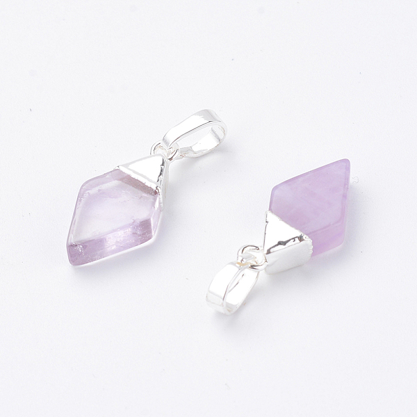 PandaHall Natural Amethyst Pendants, with Brass Snap on Bails, Edge Golden Plated, Rhombus, Silver, 17.5~19x8.5~9x3.5~6mm, Hole: 4x6mm...
PandaHall Natural Amethyst Pendants, with Brass Snap on Bails, Edge Golden Plated, Rhombus, Silver, 17.5~19x8.5~9x3.5~6mm, Hole: 4x6mm...