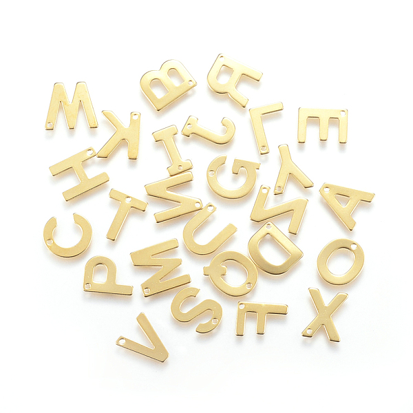 PandaHall 304 Stainless Steel Charms, Mixed Letters, Mixed, Golden, 11x6~12x0.8mm, Hole: 1mm 304 Stainless Steel Letter
PandaHall 304 Stainless Steel Charms, Mixed Letters, Mixed, Golden, 11x6~12x0.8mm, Hole: 1mm 304 Stainless Steel Letter