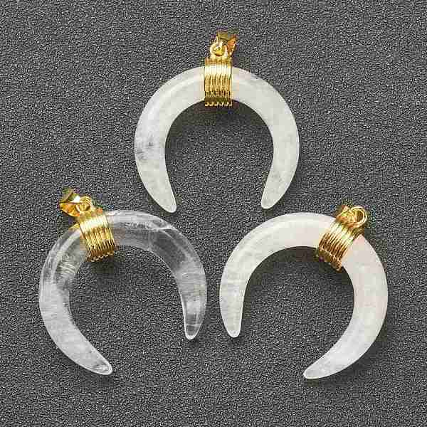 PandaHall Natural Quartz Crystal Pendants, Rock Crystal Pendants, with Golden Brass Findings, Double Horn/Crescent Moon, 31~33x30x10mm, Hole...
PandaHall Natural Quartz Crystal Pendants, Rock Crystal Pendants, with Golden Brass Findings, Double Horn/Crescent Moon, 31~33x30x10mm, Hole...