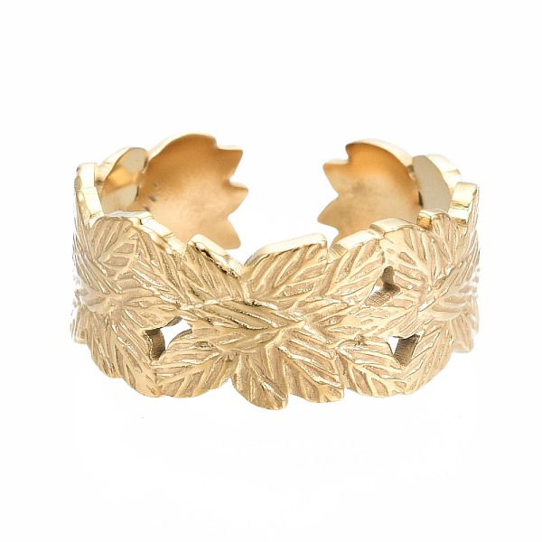 PandaHall 304 Stainless Steel Leaf Wrap Open Cuff Ring, Chunky Ring for Women, Golden, US Size 7(17.3mm) 304 Stainless Steel
PandaHall 304 Stainless Steel Leaf Wrap Open Cuff Ring, Chunky Ring for Women, Golden, US Size 7(17.3mm) 304 Stainless Steel