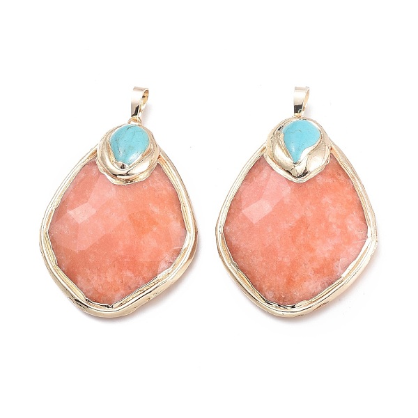 PandaHall Dyed Natural Jade Big Pendants, with Synthetic Turquoise and Brass Findings, Teardrop, Faceted, Real 18K Gold Plated, 51x38x9.5mm...
PandaHall Dyed Natural Jade Big Pendants, with Synthetic Turquoise and Brass Findings, Teardrop, Faceted, Real 18K Gold Plated, 51x38x9.5mm...
