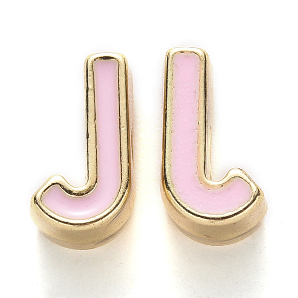 PandaHall Rack Plating Alloy Enamel Beads, Cadmium Free & Nickel Free & Lead Free, Light Gold, Pink, Letter.J, J: 10x5.5x5mm, Hole: 1.6mm...
PandaHall Rack Plating Alloy Enamel Beads, Cadmium Free & Nickel Free & Lead Free, Light Gold, Pink, Letter.J, J: 10x5.5x5mm, Hole: 1.6mm...