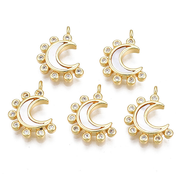PandaHall Brass Micro Pave Clear Cubic Zirconia Charms, with Shell, Cadmium Free & Nickel Free & Lead Free, Moon, Real 18K Gold Plated...
PandaHall Brass Micro Pave Clear Cubic Zirconia Charms, with Shell, Cadmium Free & Nickel Free & Lead Free, Moon, Real 18K Gold Plated...