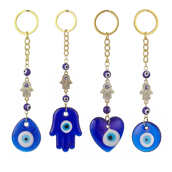 PandaHall Heart/Hamsa Hand/Teardrop/Flat Round with Evil Eye Lampwork Pendant Keychain, with Alloy Rhinestone Links Connectors and Iron..., Blue
PandaHall Heart/Hamsa Hand/Teardrop/Flat Round with Evil Eye Lampwork Pendant Keychain, with Alloy Rhinestone Links Connectors and Iron..., Blue