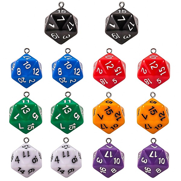 PandaHall 14Pcs 7 Colors Acrylic Pendants, with Platinum Plated Iron Findings, Faceted, Polyhedral Dice, D20, Mixed Color, 27.5x20x20mm..., Multicolor
PandaHall 14Pcs 7 Colors Acrylic Pendants, with Platinum Plated Iron Findings, Faceted, Polyhedral Dice, D20, Mixed Color, 27.5x20x20mm..., Multicolor