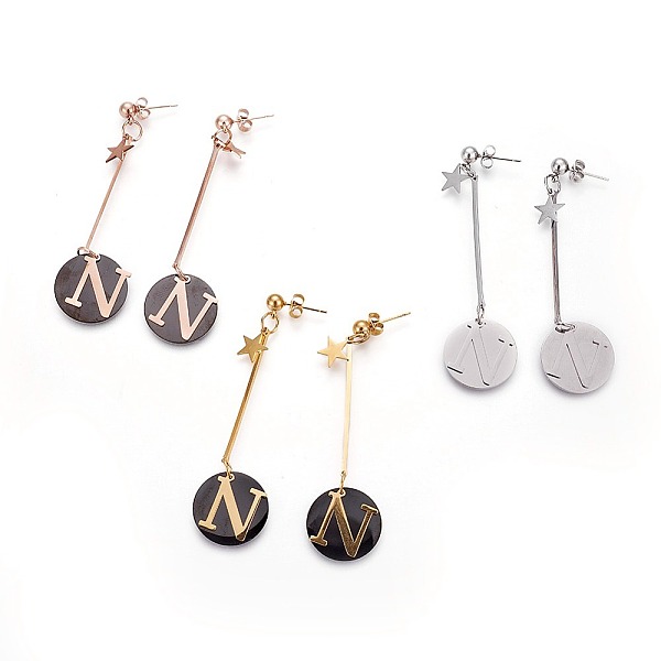 PandaHall (Jewelry Parties Factory Sale)304 Stainless Steel Dangle Stud Earrings, Hypoallergenic Earrings, Flat Round with Letter N, Mixed..., Multicolor
PandaHall (Jewelry Parties Factory Sale)304 Stainless Steel Dangle Stud Earrings, Hypoallergenic Earrings, Flat Round with Letter N, Mixed..., Multicolor