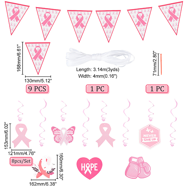 PandaHall AHANDMAKER Breast Cancer Awareness Decorations, Pink Ribbon Pennant Banners Wall Hanging Hope Butterfly Bird Swirls Set for Breast...
PandaHall AHANDMAKER Breast Cancer Awareness Decorations, Pink Ribbon Pennant Banners Wall Hanging Hope Butterfly Bird Swirls Set for Breast...
