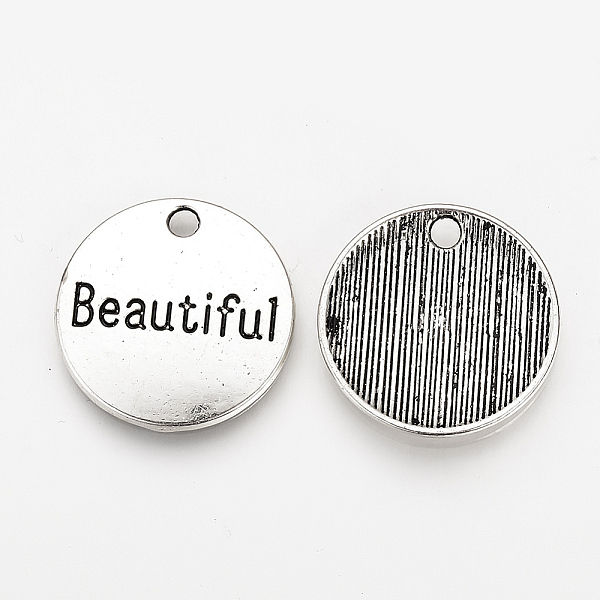 PandaHall Tibetan Style Alloy Pendants, Cadmium Free & Lead Free, Flat Round with Word Beautiful, Antique Silver, 20x2mm, Hole: 2mm Alloy...
PandaHall Tibetan Style Alloy Pendants, Cadmium Free & Lead Free, Flat Round with Word Beautiful, Antique Silver, 20x2mm, Hole: 2mm Alloy...