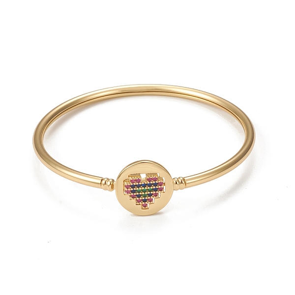 PandaHall Rack Plating Brass Micro Pave Cubic Zirconia Bangles, Real 18K Gold Plated Flat Round with Heart Clasp Bangles, Long-Lasting...
PandaHall Rack Plating Brass Micro Pave Cubic Zirconia Bangles, Real 18K Gold Plated Flat Round with Heart Clasp Bangles, Long-Lasting...
