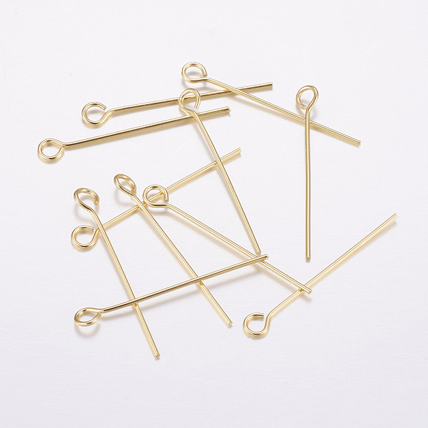 PandaHall Brass Eye Pin, Long-Lasting Plated, Real 18K Gold Plated, Cadmium Free & Nickel Free & Lead Free, 25mm, Pin: 0.5mm Brass
PandaHall Brass Eye Pin, Long-Lasting Plated, Real 18K Gold Plated, Cadmium Free & Nickel Free & Lead Free, 25mm, Pin: 0.5mm Brass