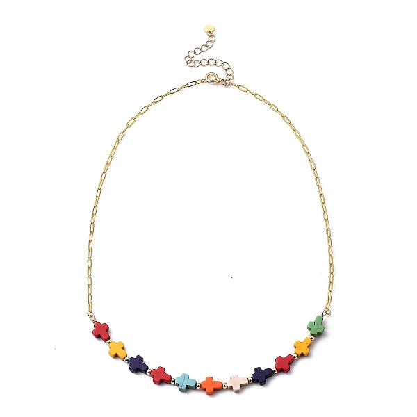 PandaHall Cross Synthetic Turquoise Beaded Necklaces, with Golden Plated Brass Paperclip Chains and Spring Ring Clasps, Colorful, 18.11 inch...
PandaHall Cross Synthetic Turquoise Beaded Necklaces, with Golden Plated Brass Paperclip Chains and Spring Ring Clasps, Colorful, 18.11 inch...
