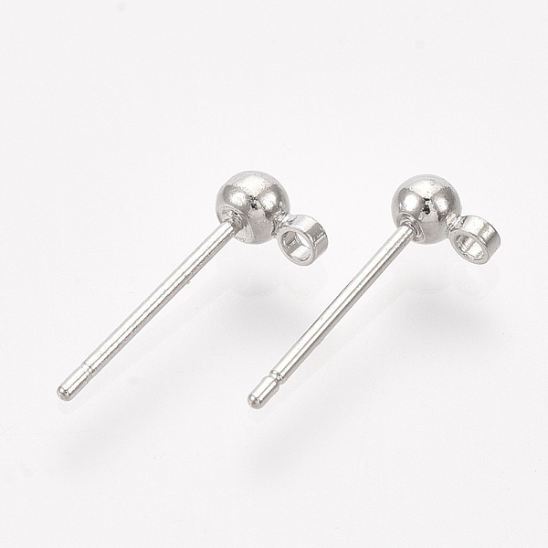 PandaHall Brass Ball Stud Earring Findings, with Loop and Steel Pins, Real Platinum Plated, 14x3mm, Hole: 1mm, Pin: 0.8mm Brass Round
PandaHall Brass Ball Stud Earring Findings, with Loop and Steel Pins, Real Platinum Plated, 14x3mm, Hole: 1mm, Pin: 0.8mm Brass Round