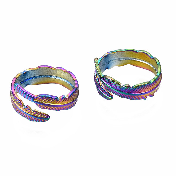 PandaHall Feather Cuff Rings, Rainbow Color 304 Stainless Steel Open Rings for Women, US Size 7(17.3mm) 304 Stainless Steel
PandaHall Feather Cuff Rings, Rainbow Color 304 Stainless Steel Open Rings for Women, US Size 7(17.3mm) 304 Stainless Steel