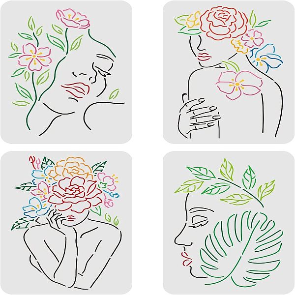 PandaHall FINGERINSPIRE 4 Pcs Women Face Stencil 29.7x21cm Women Painting Stencil Floral Female Face Stencil Plastic Women Flowers Stencils...
PandaHall FINGERINSPIRE 4 Pcs Women Face Stencil 29.7x21cm Women Painting Stencil Floral Female Face Stencil Plastic Women Flowers Stencils...