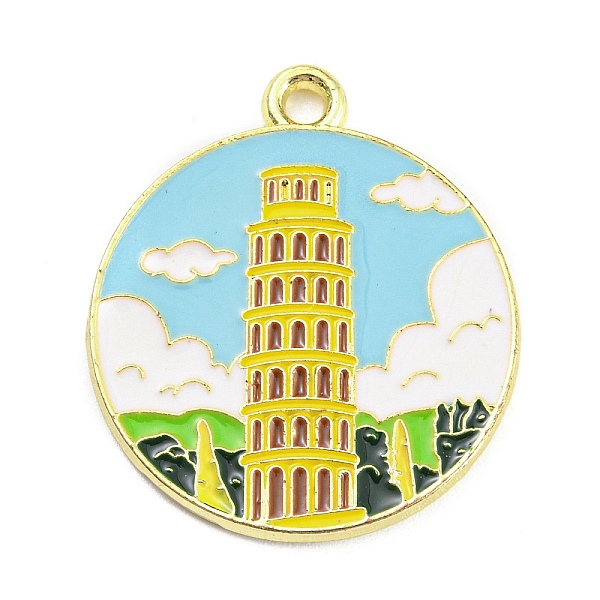 PandaHall Alloy Enamel Pendants, Golden, Flat Round with Building Pattern, Sky Blue, 27x22x1.5mm, Hole: 1.8mm Alloy+Enamel Flat Round
PandaHall Alloy Enamel Pendants, Golden, Flat Round with Building Pattern, Sky Blue, 27x22x1.5mm, Hole: 1.8mm Alloy+Enamel Flat Round