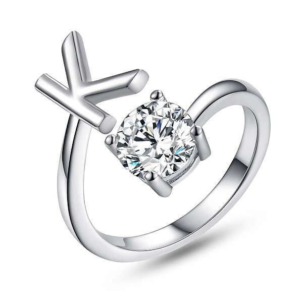 PandaHall Rhodium Plated 925 Sterling Silver Initial Letter Open Cuff Ring, Clear Cubic Zirconia Ring for Women, Platinum, Letter.K, US Size...
PandaHall Rhodium Plated 925 Sterling Silver Initial Letter Open Cuff Ring, Clear Cubic Zirconia Ring for Women, Platinum, Letter.K, US Size...
