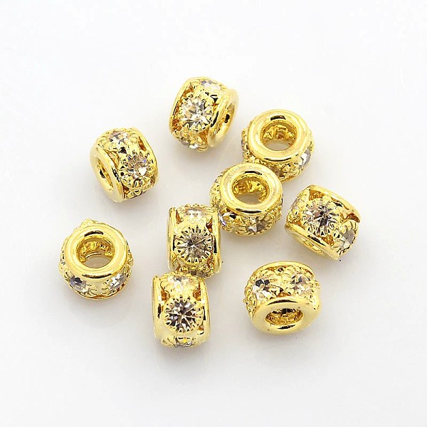 PandaHall Brass Rhinestone Beads, Grade A, Rondelle, Golden Metal Color, Crystal, 8x6mm, Hole: 2.5~3.5mm Brass+Rhinestone Rondelle Clear
PandaHall Brass Rhinestone Beads, Grade A, Rondelle, Golden Metal Color, Crystal, 8x6mm, Hole: 2.5~3.5mm Brass+Rhinestone Rondelle Clear