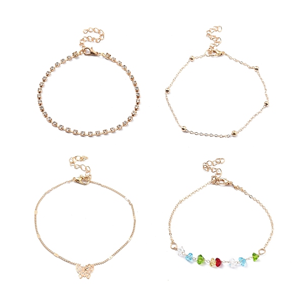 PandaHall 4Pcs 4 Style Alloy Chain Anklets Set with Heart Beaded and Butterfly Charm, Clear Cubic Zirconia Tennis Anklets for Women, Light...
PandaHall 4Pcs 4 Style Alloy Chain Anklets Set with Heart Beaded and Butterfly Charm, Clear Cubic Zirconia Tennis Anklets for Women, Light...