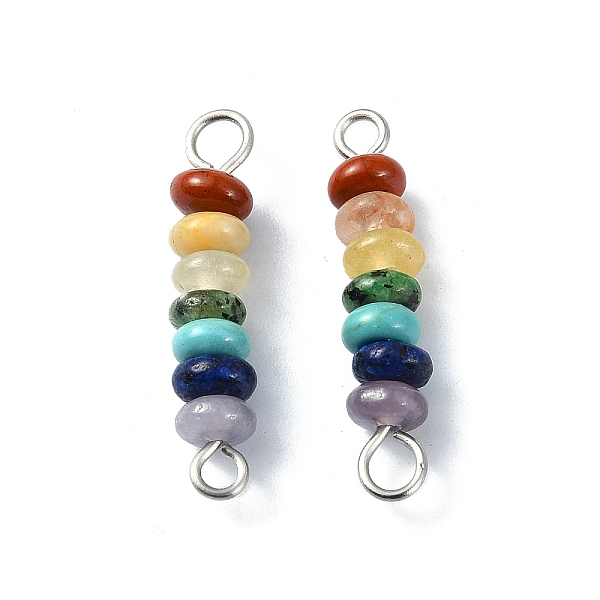 PandaHall 7 Chakra Gemstone Beaded Connector Charms, Rondelle Links with 304 Stainless Steel Findings, Mixed Dyed and Undyed, Platinum...
PandaHall 7 Chakra Gemstone Beaded Connector Charms, Rondelle Links with 304 Stainless Steel Findings, Mixed Dyed and Undyed, Platinum...