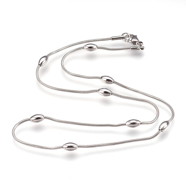 PandaHall 304 Stainless Steel Snake Chain Necklaces, with Lobster Claw Clasps, Oval, Stainless Steel Color, 16.7 inch(42.5cm), 1.2mm 304...
PandaHall 304 Stainless Steel Snake Chain Necklaces, with Lobster Claw Clasps, Oval, Stainless Steel Color, 16.7 inch(42.5cm), 1.2mm 304...