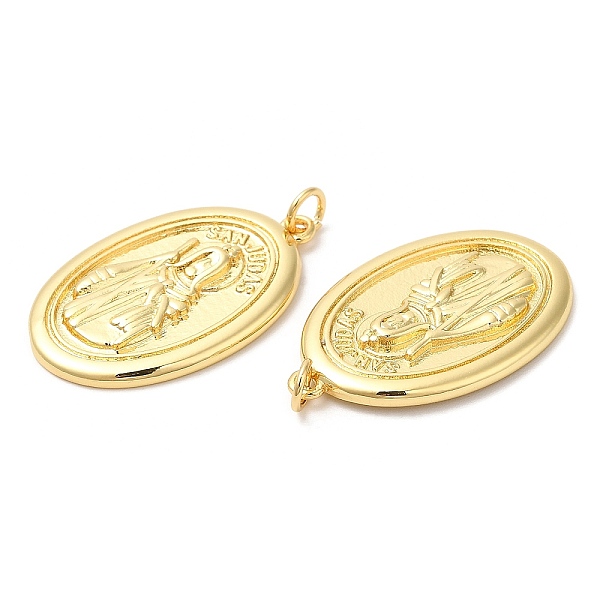 PandaHall Rack Plating Brass Pendants, Long-Lasting Plated, Cadmium Free & Lead Free, with Jump Ring, Oval with San Judas Charms, Real 18K...
PandaHall Rack Plating Brass Pendants, Long-Lasting Plated, Cadmium Free & Lead Free, with Jump Ring, Oval with San Judas Charms, Real 18K...