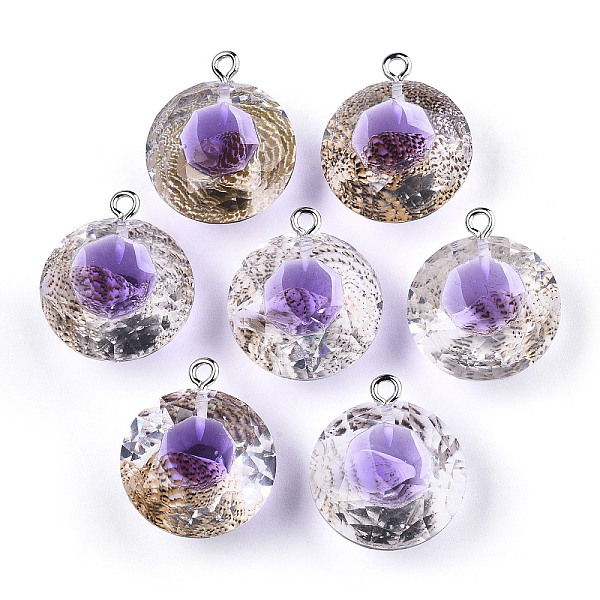 PandaHall Transparent Epoxy Resin Pendants, with Natural Shell Inside and Platinum Plated Iron Loop, Diamond Shape, Medium Orchid...
PandaHall Transparent Epoxy Resin Pendants, with Natural Shell Inside and Platinum Plated Iron Loop, Diamond Shape, Medium Orchid...