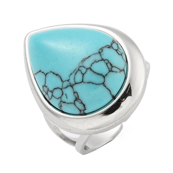 PandaHall 304 Stainless Steel Synthetic Turquoise Cuff Rings, Teardrop Open Rings for Women Men, Stainless Steel Color, 18.5x23.5mm, Inner...
PandaHall 304 Stainless Steel Synthetic Turquoise Cuff Rings, Teardrop Open Rings for Women Men, Stainless Steel Color, 18.5x23.5mm, Inner...