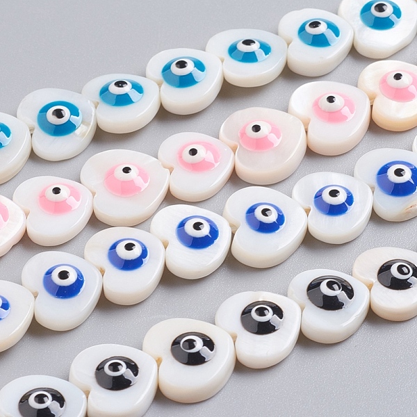 PandaHall Natural Shell Beads Strands, with Enamel, Heart with Evil Eye, Mixed Color, 11x12x4.5mm, Hole: 0.6mm, about 35pcs/strand, 15.16..., Multicolor
PandaHall Natural Shell Beads Strands, with Enamel, Heart with Evil Eye, Mixed Color, 11x12x4.5mm, Hole: 0.6mm, about 35pcs/strand, 15.16..., Multicolor